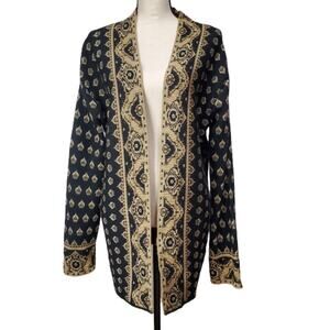 Daytrip Black Brown Long Sleeve Knit Cardigan Career Large